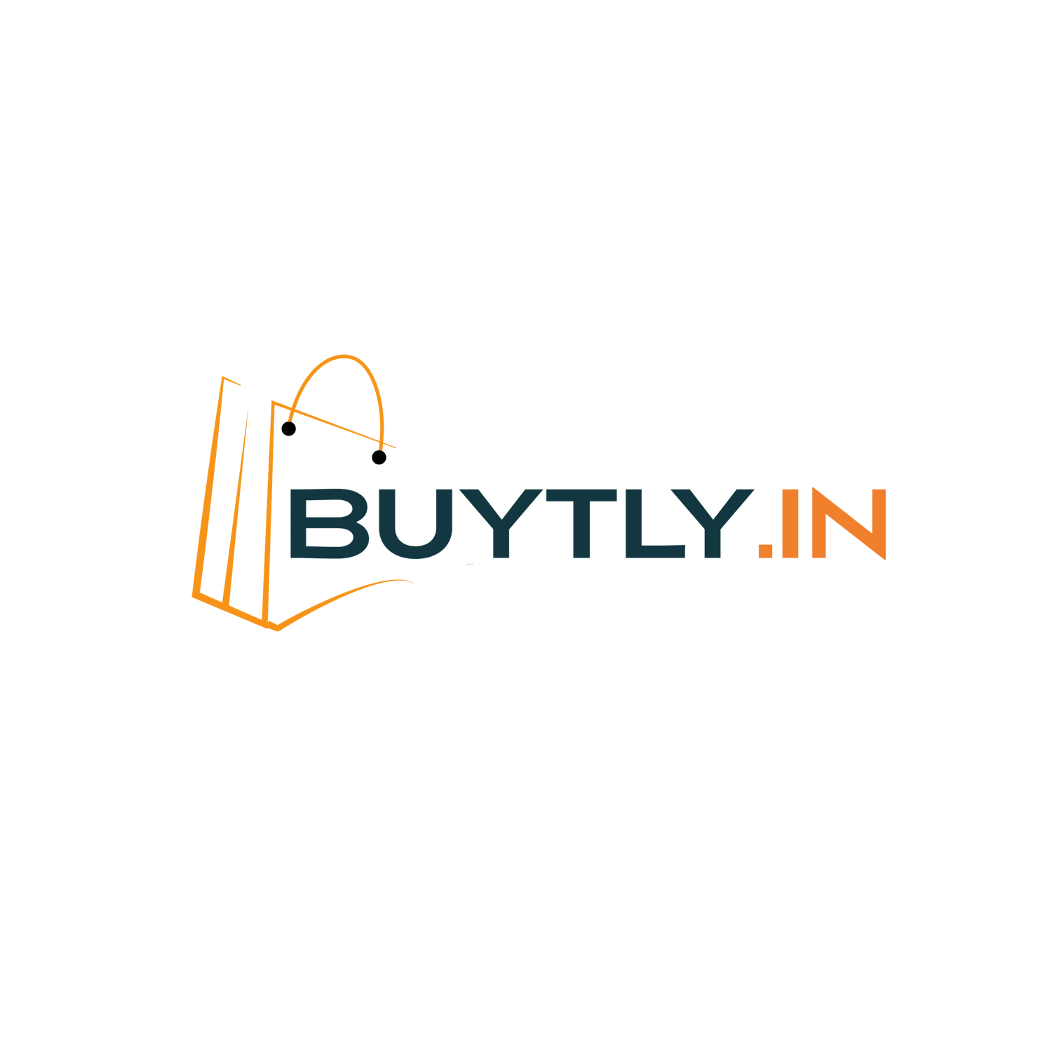 Logo of BUYTLY.IN with a stylized shopping bag on a white background