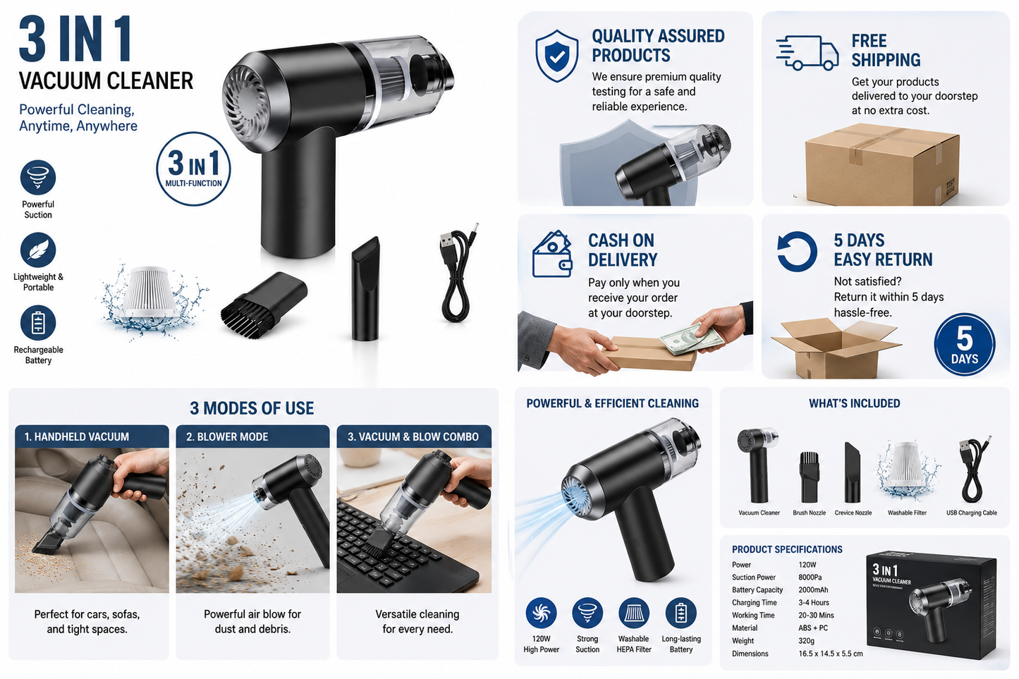 3 in One Vaccum Cleaner