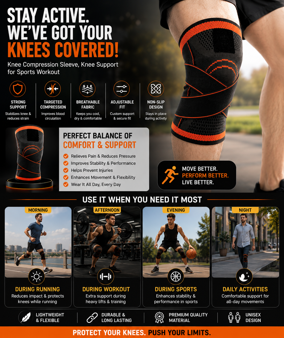 Knee Compression Sleeve – Sports Support